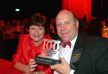 Anne Segall and David McSweeney with BMT's "Sunday Times 100 Best Companies" award.