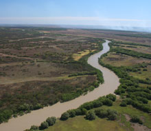River channel through flood plains