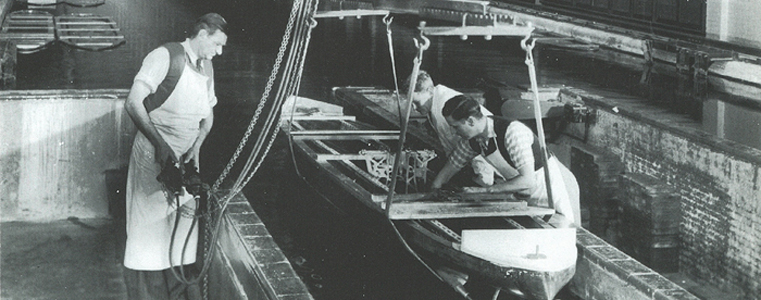 Generic historical image of boating engineers